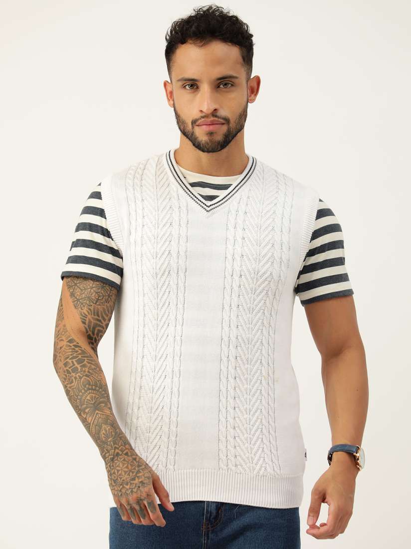 Buy Monte Carlo Men Pure Cotton Cable Knit Sweater Vest Sweaters for Men 23921050 Myntra