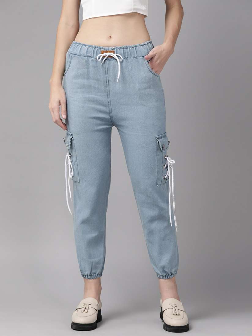 Joggers jeans for womens myntra cheap