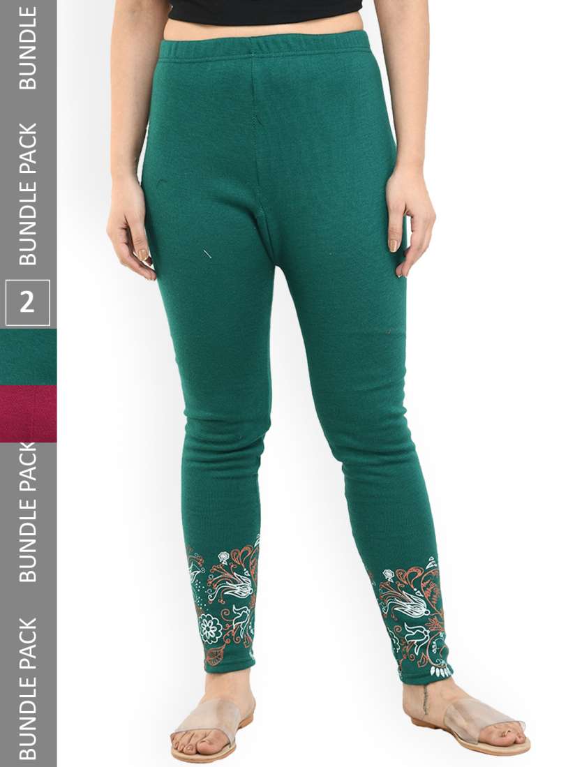 Buy IndiWeaves Pack Of 2 Printed Woolen Warm Ankle Length Leggings Leggings for Women 23925618 Myntra