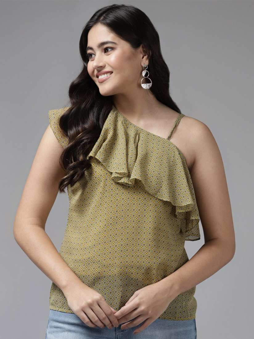One shoulder tops myntra deals