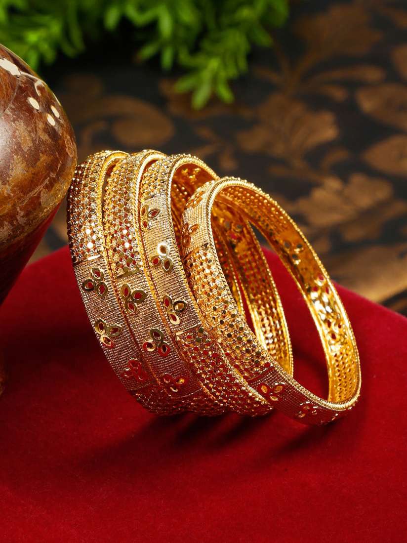 Buy YouBella Set Of 4 Gold Plated Bangles Bangle for Women 23927702 Myntra