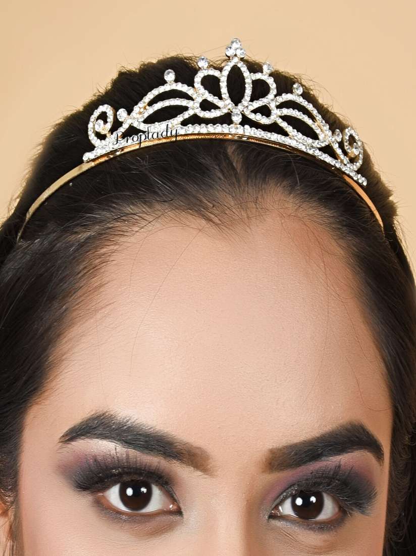 Buy Proplady Women Stone Studded Embellished Crown Tiara - Hair 