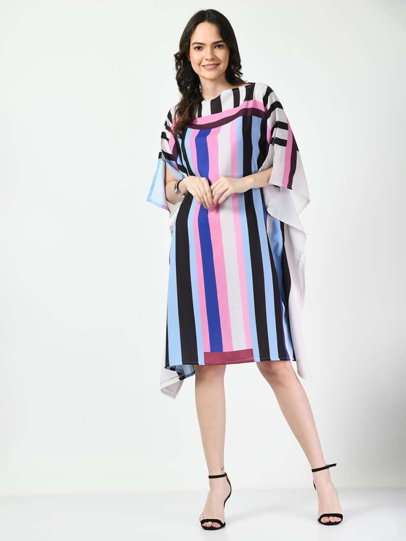 Buy Navvi Striped Extended Sleeve Georgette A Line Dress Dresses for Women 23933148 Myntra