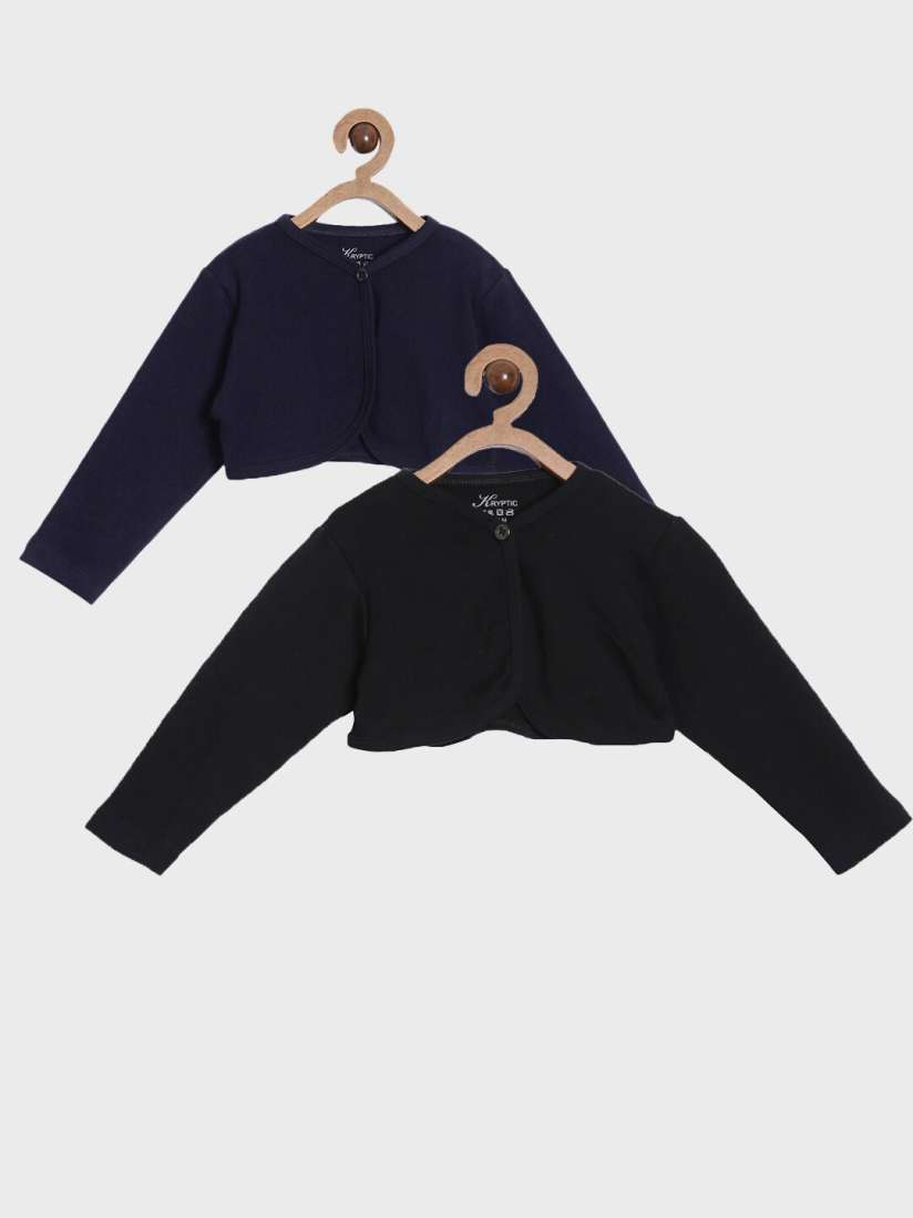 Buy Kryptic Infants Girls Pack Of 2 Crop Pure Cotton Button Shrugs Shrug for Girls 23941836 Myntra
