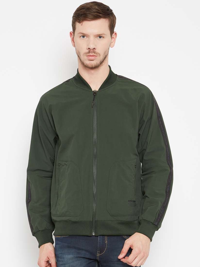 Olive green adidas zip up shop