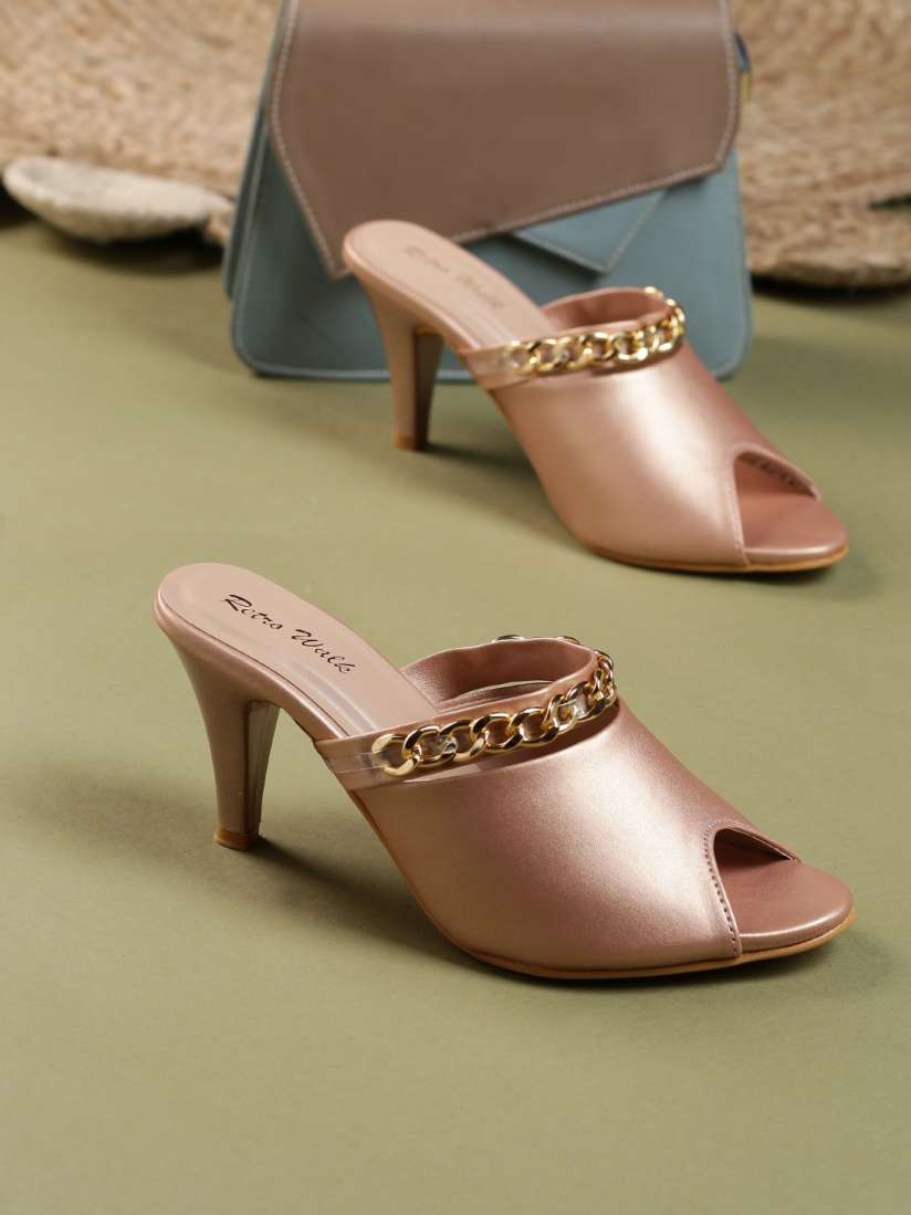 Buy Retro Walk Embellished Peep Toe Kitten Heel Mules Heels for Women 23944922 Myntra