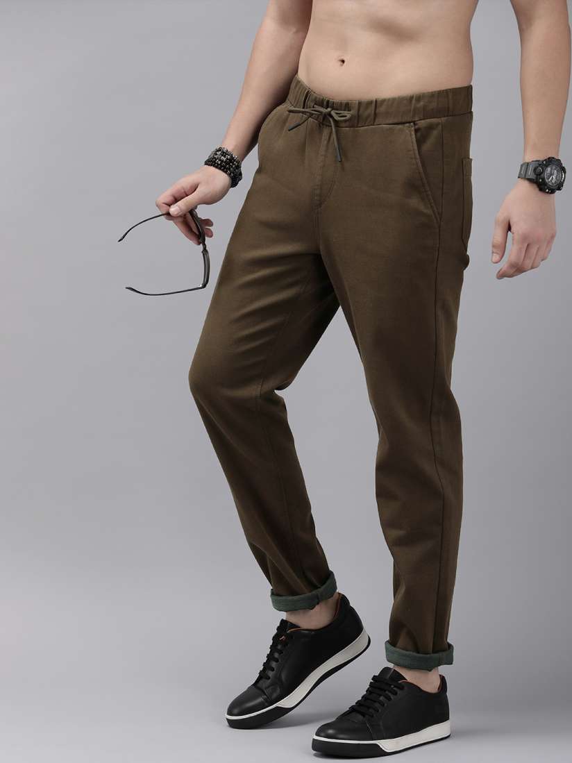 Buy The Roadster Life Co. Men Casual Trousers With Drawstring Closure Trousers for Men 23952504 Myntra