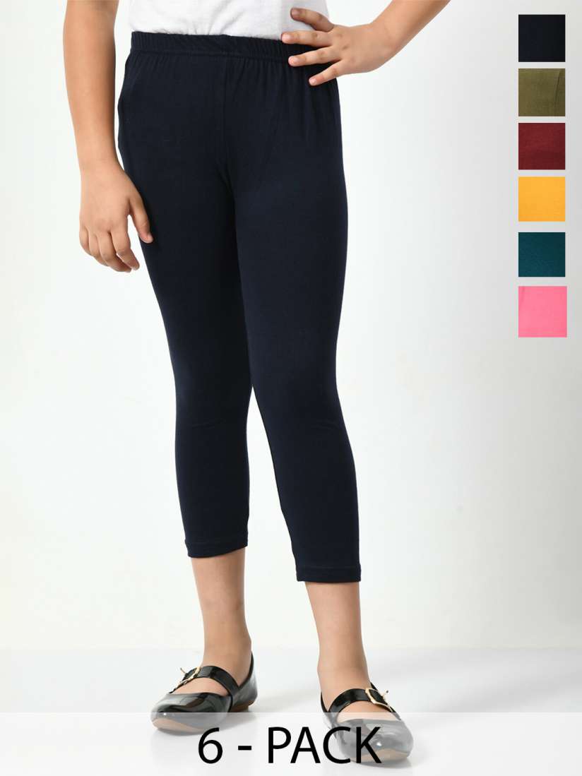 Buy BAESD Girls Pack Of 6 Skinny Fit Cotton Lycra Capris Capris for Girls 23954218 Myntra