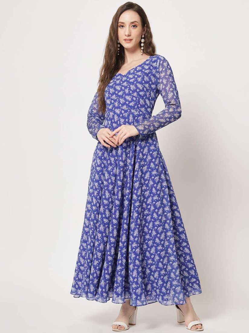 Buy KALINI Floral Printed Fit Flare Maxi Dress Dresses for Women 23954816 Myntra