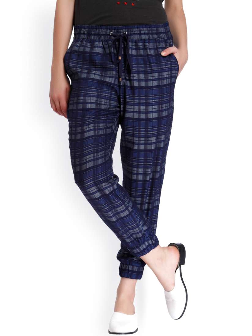 Checked joggers womens deals