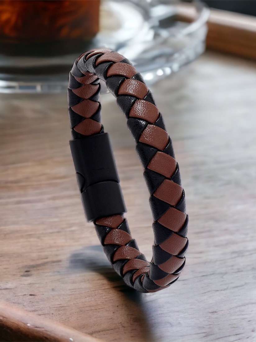 Mens leather wrap around bracelet on sale