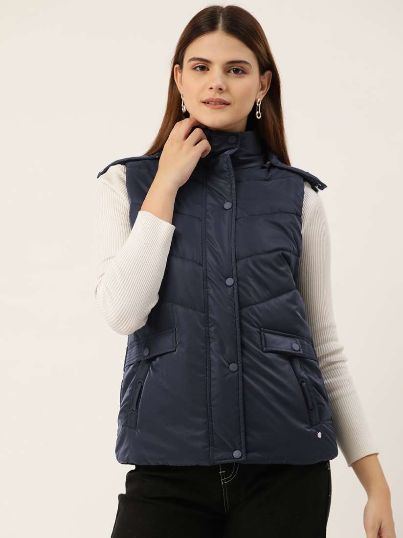 Buy Monte Carlo Solid Faux Fur Detailed Open Front Detachable Hood Padded Jacket Jackets for Women 23976532 Myntra