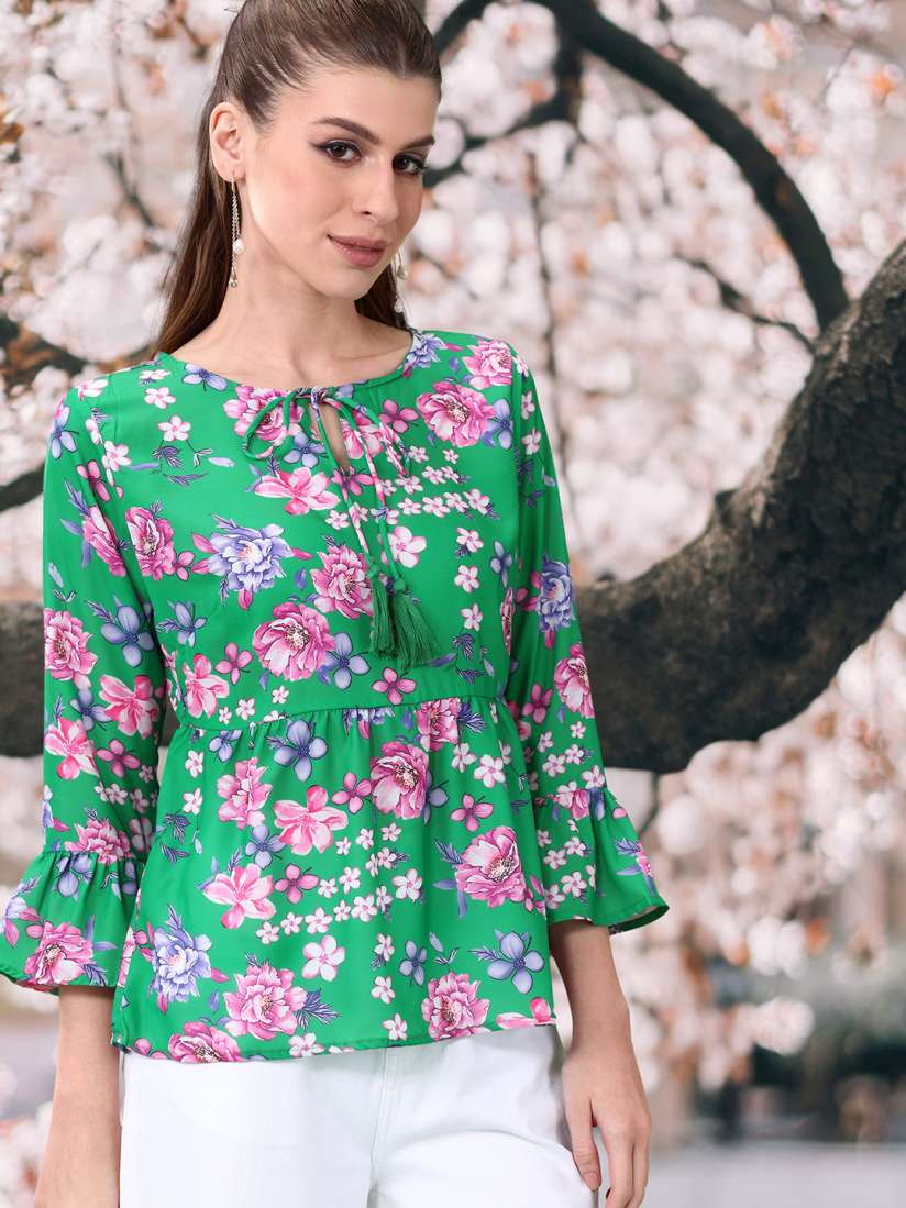 Floral peplum top online