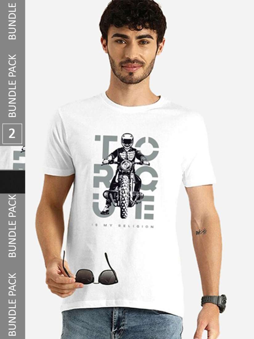 Buy Bewakoof Pack Of 2 Printed Pure Cotton T shirts Tshirts for Men 23985276 Myntra