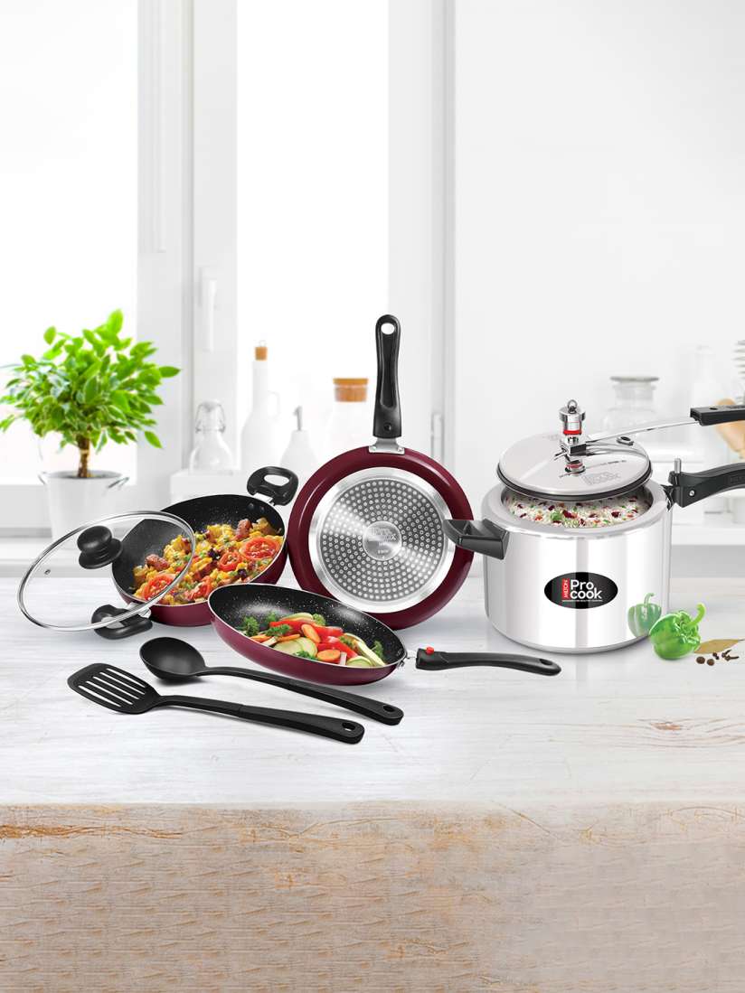 Buy Milton Pro Cook Kitchen Jewel Set of 5 Peach With Aluminium Induction Pressure Cooker 5 L Cookware Set for Unisex 23989250 Myntra