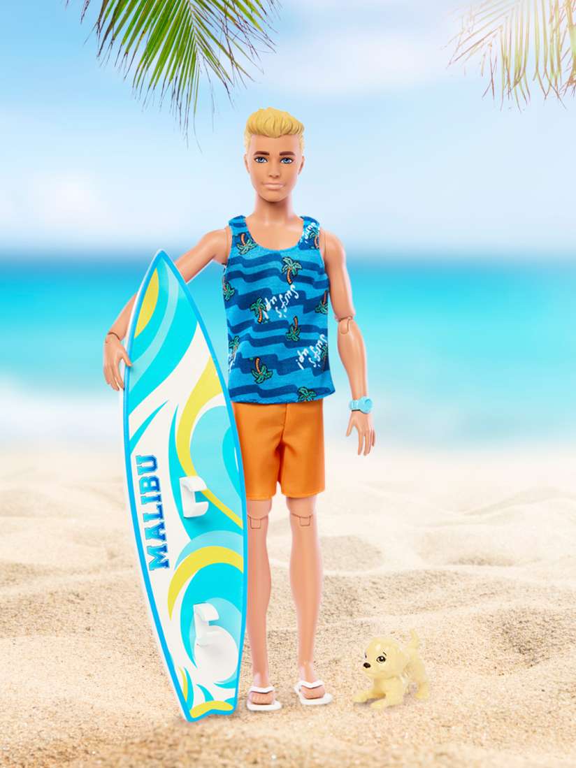 Barbie ken doll with puppy and surfboard best sale