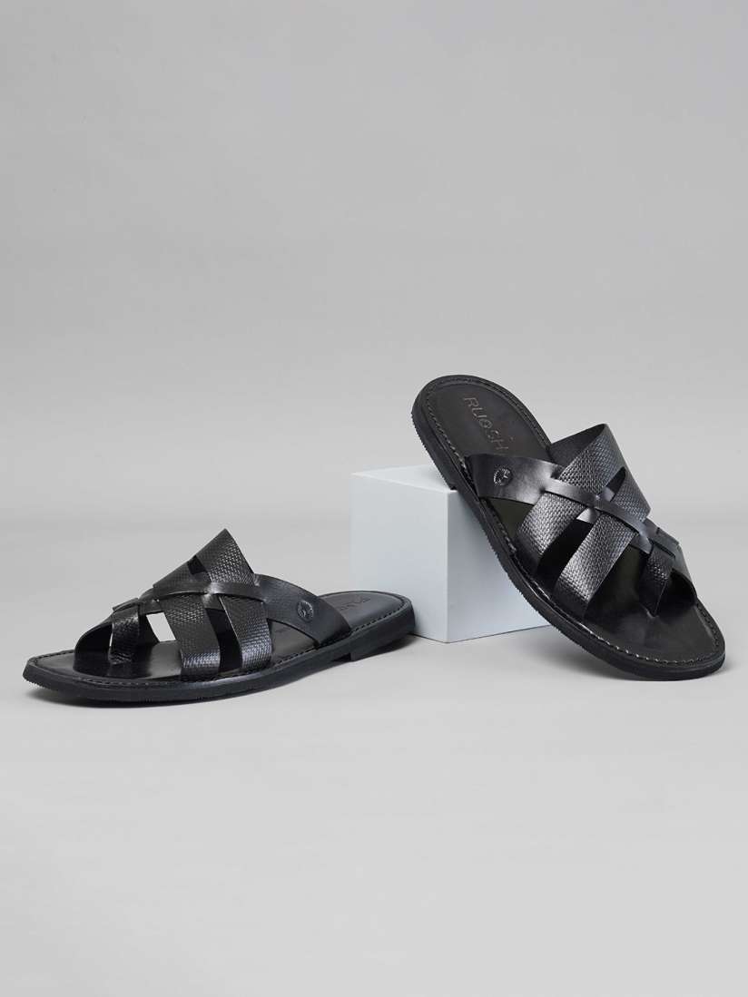 Buy Ruosh Men Textured Leather Open Toe Comfort Sandals Sandals for Men 23992794 Myntra