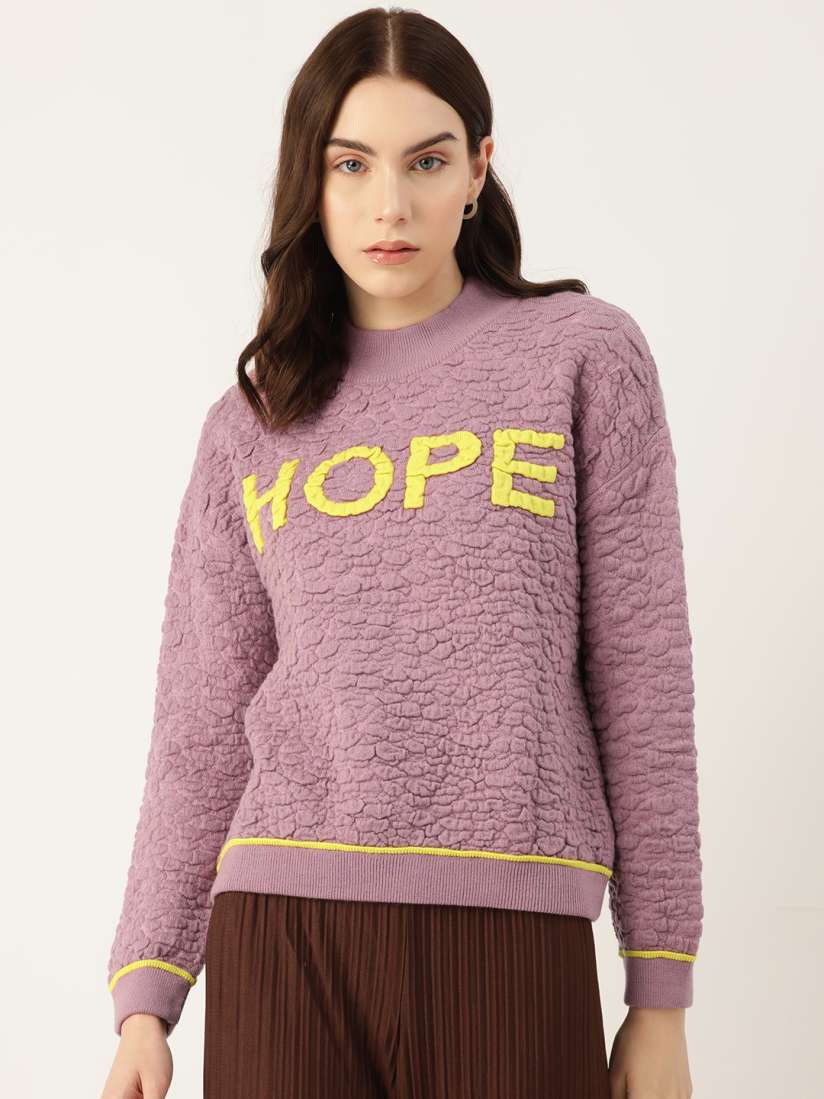 Buy Madame Women Textured Typography Pullover Sweaters for Women 23993744 Myntra