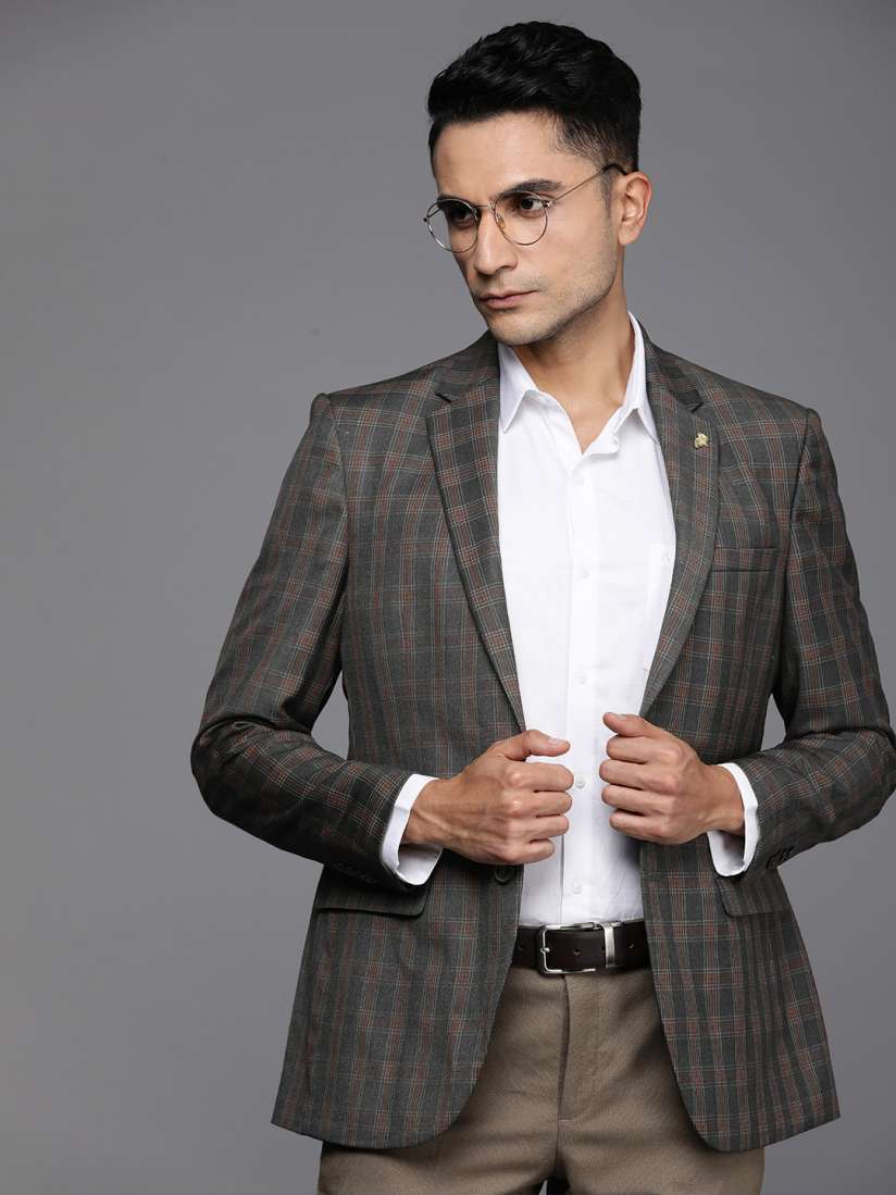 Buy Raymond Checked Contemporary Fit Single Breasted Formal Blazer Blazers for Men 23994134 Myntra