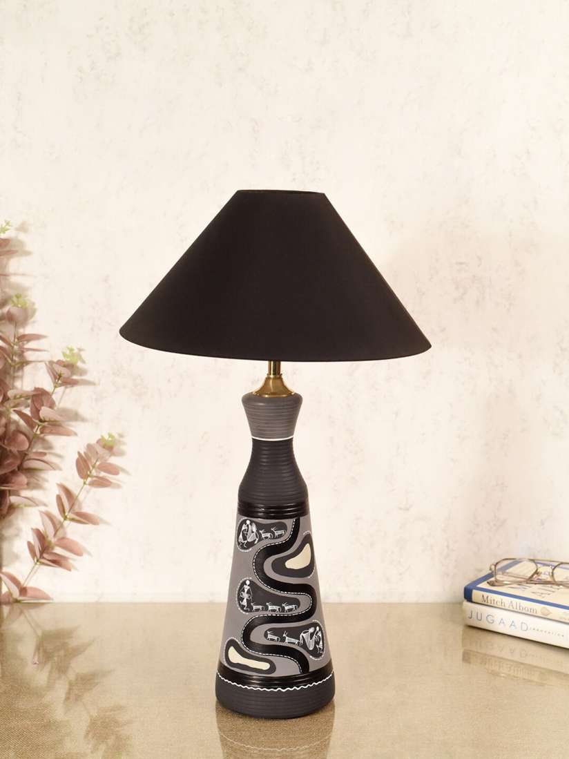 Black terracotta table lamp on sale
