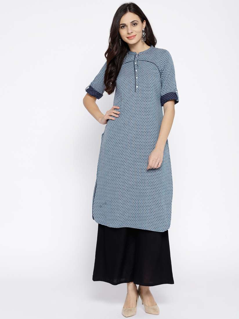 Aurelia checked straight kurta store