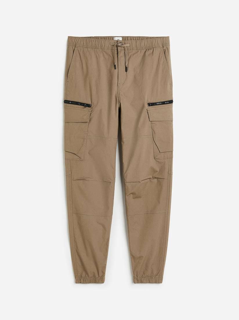 Buy H M Men Regular Fit Ripstop Cargo Joggers Trousers for Men 24005680 Myntra