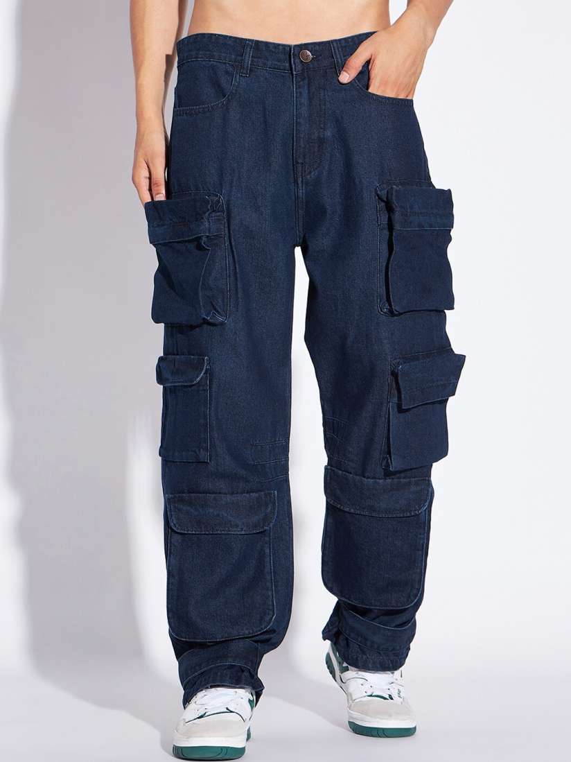 Buy FUGAZEE Men Blue Relaxed Fit Clean Look Cargo Cotton Denim Jeans Jeans for Men 24012680 Myntra