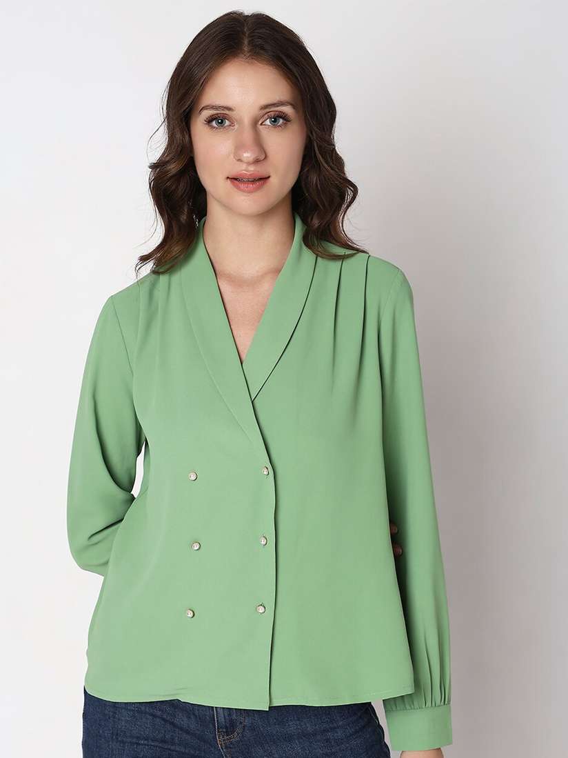 Buy Vero Moda V-Neck Cuffed Sleeves Shirt Style Top Tops for