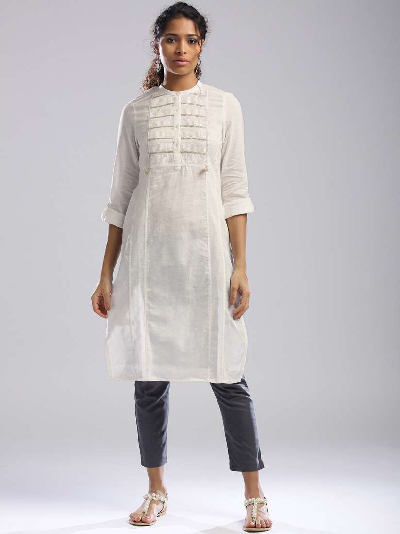 White solid straight kurta hot sale