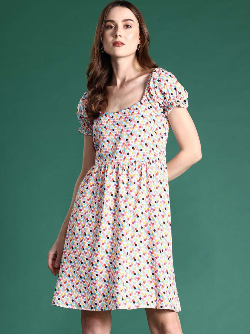 Buy DressBerry Print Puff Sleeve A Line Dress Dresses for Women 24024362 Myntra