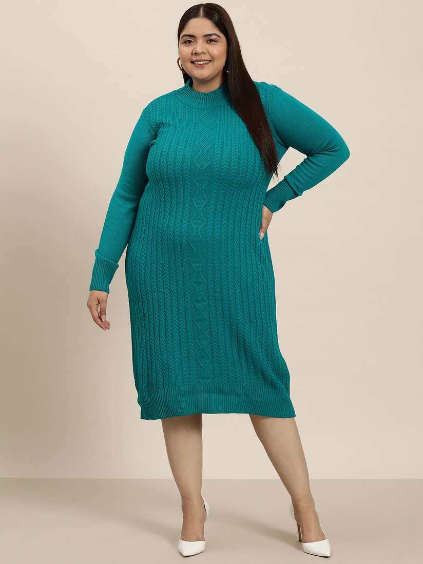 Myntra Plus Size Pullover Dress Sztori Plus Size Cable Knit