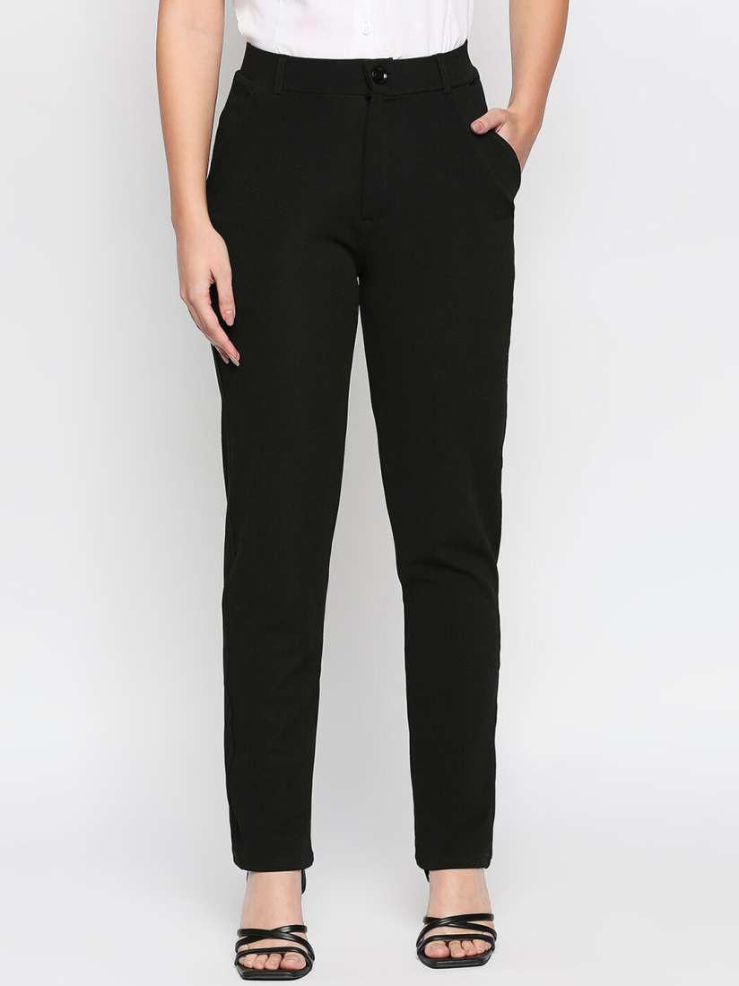 Buy Smarty Pants Women Comfort Straight Fit Lint Free Cotton Formal Trousers Trousers for Women 24025352 Myntra