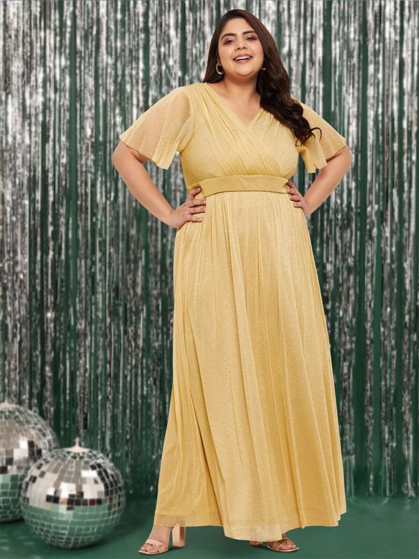 Buy wild U V Neck Flared Sleeves Party Dress Dresses for Women 24029920 Myntra
