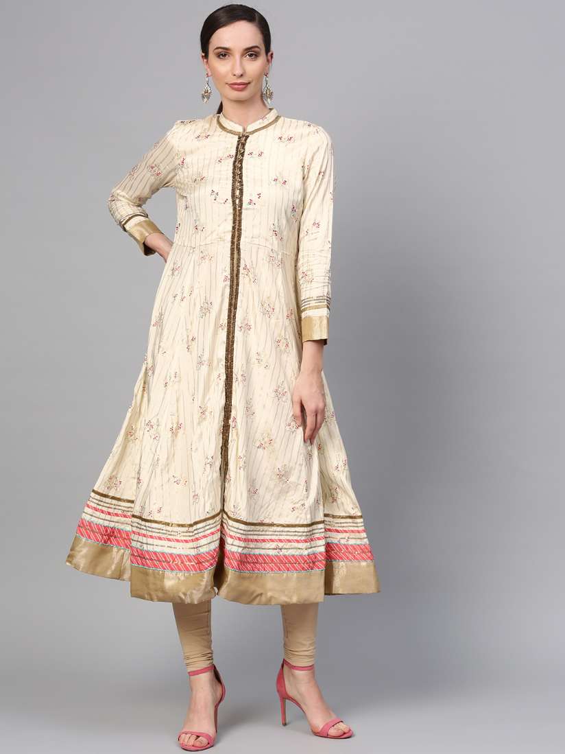 Buy WISHFUL by W Women Off White Golden Printed Anarkali Kurta Kurtas for Women 2403020 Myntra