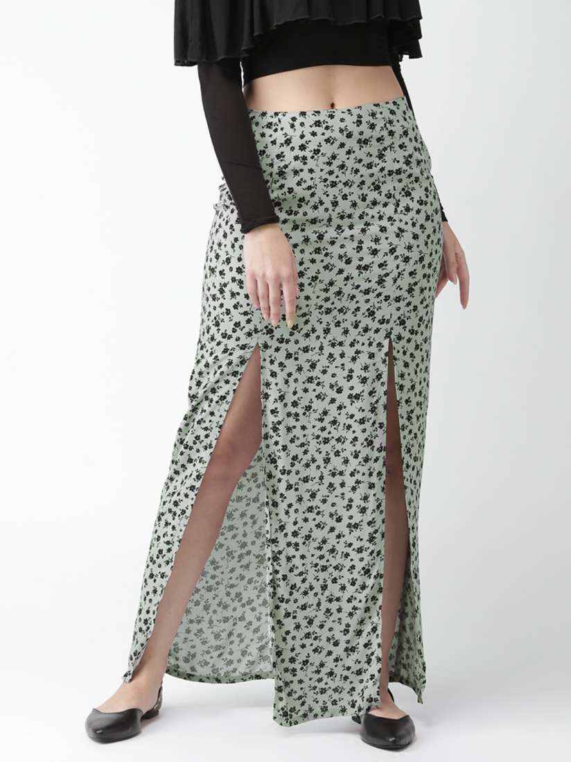 Buy FOREVER 21 Grey Black Printed Maxi Skirt Skirts for Women 2404417 Myntra