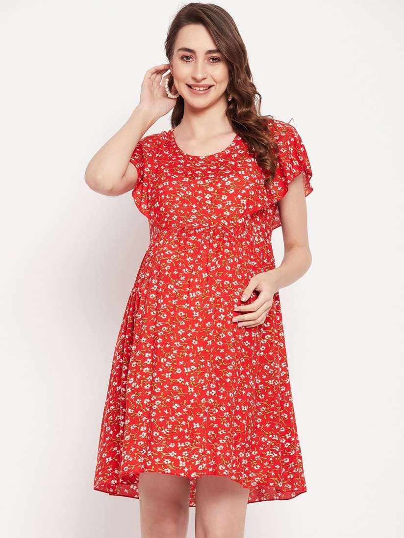 Buy NABIA Floral Printed Flared Sleeves Maternity Dress Dresses for Women 24045806 Myntra