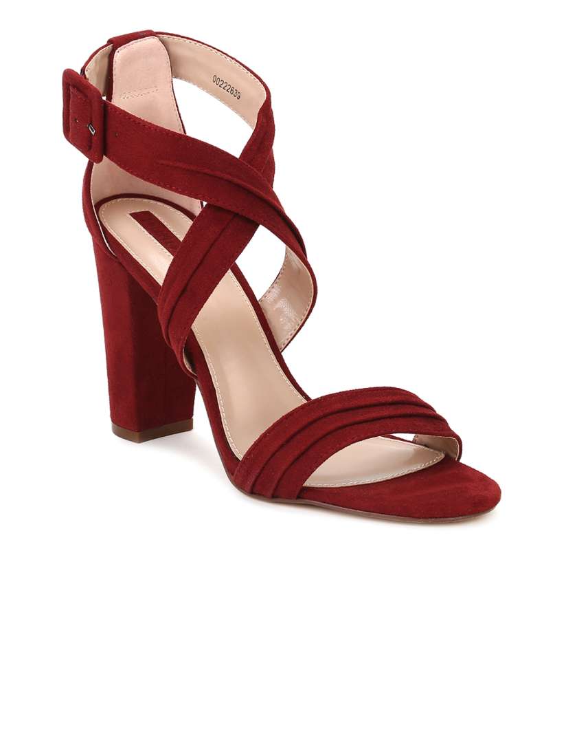 Buy FOREVER 21 Women Maroon Mid Top Solid Sandals Heels for Women 2405064 Myntra