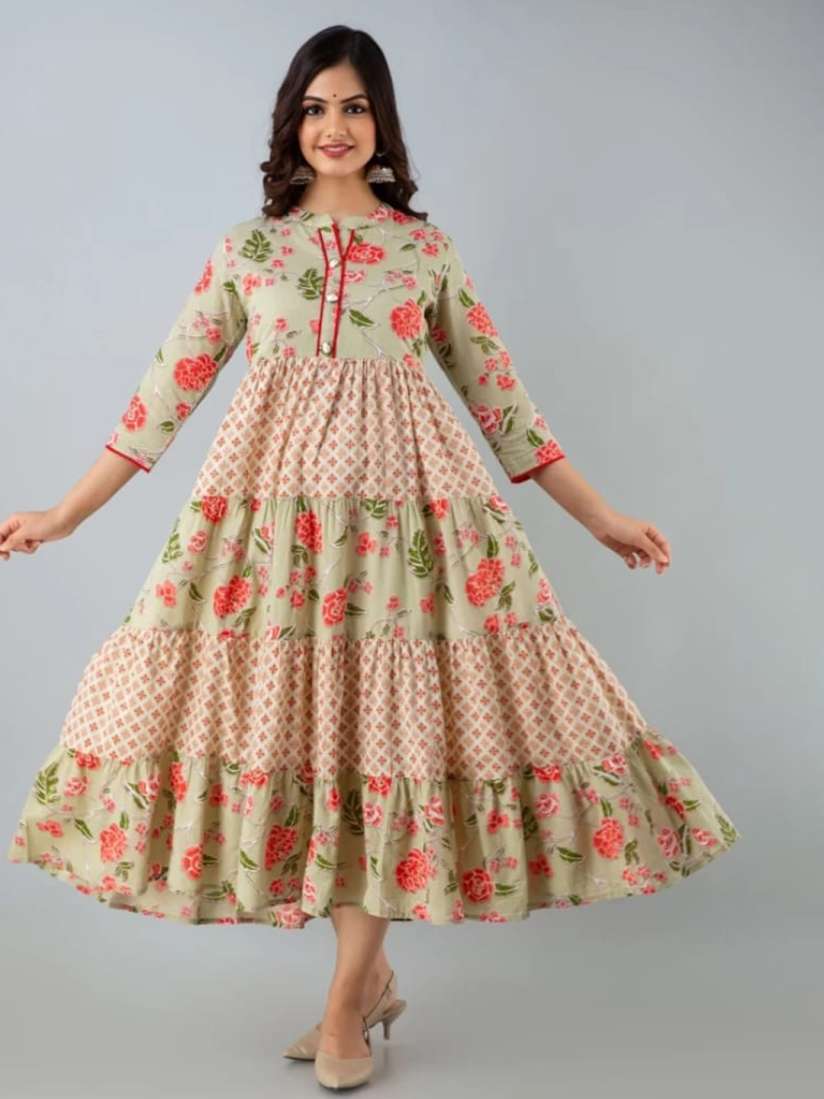 Buy SBR BABA KURTI Floral Printed Tiered Anarkali Kurta Kurtas for Women 24054406 Myntra