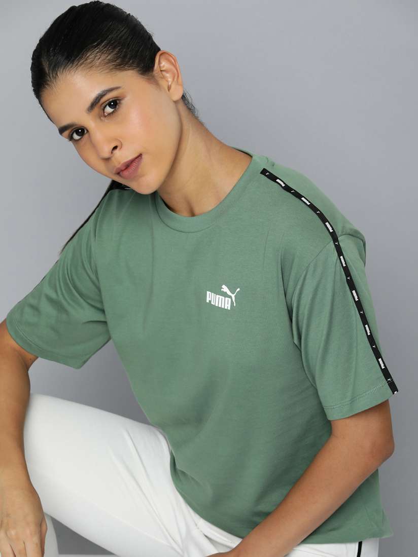Buy Puma Essentials Tape Printed Pure Cotton T shirt Tshirts for Women 24056680 Myntra