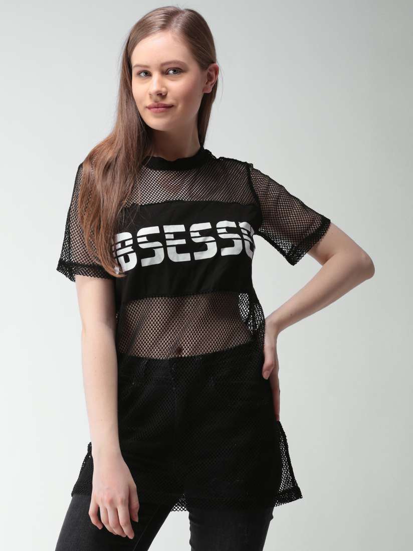 sheer black top forever 21