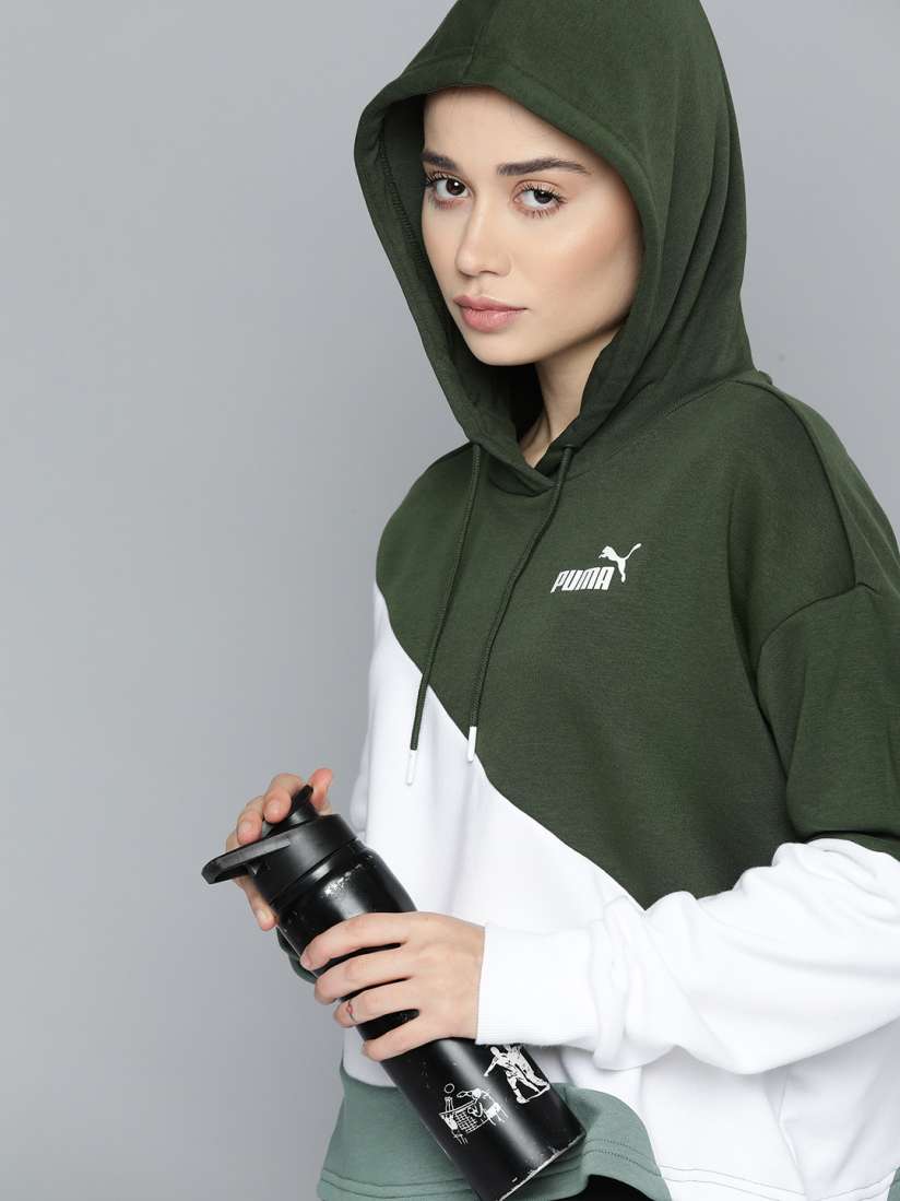 Buy Puma Women Colourblocked Hooded Relaxed Fit Sweatshirt Sweatshirts for Women 24059120 Myntra