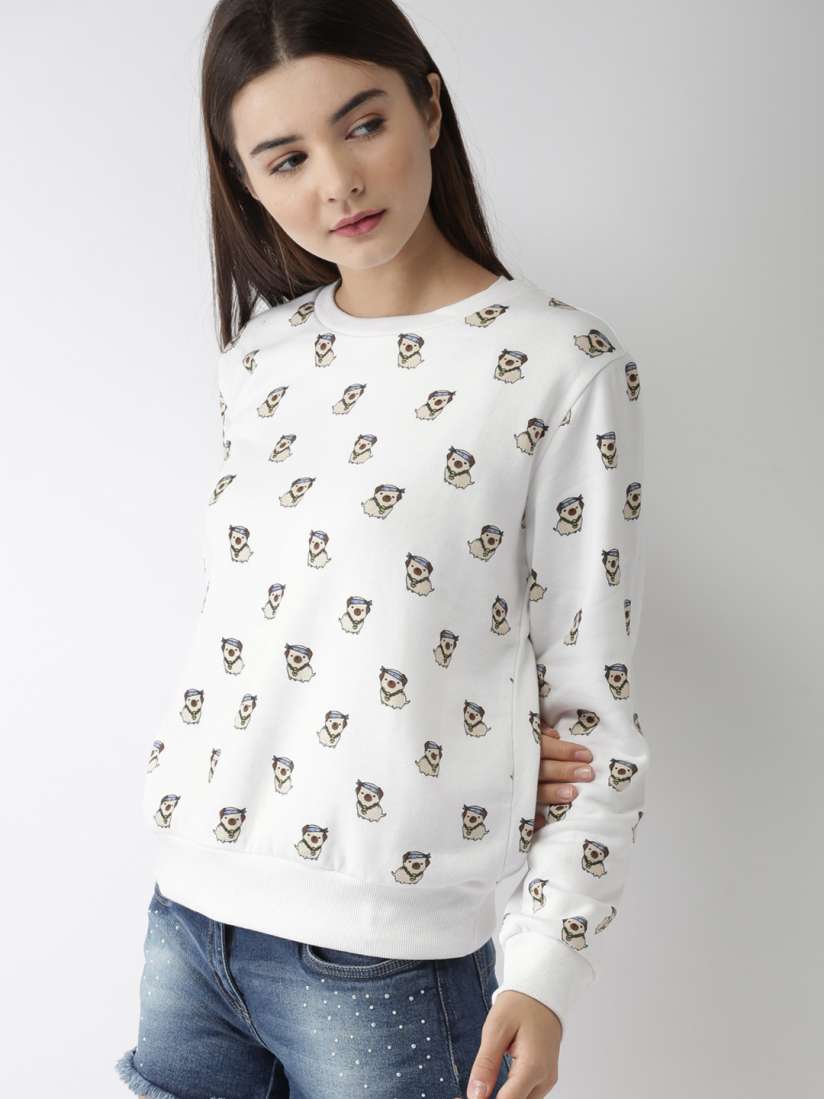 Buy FOREVER 21 Women White Printed Sweatshirt Sweatshirts for Women 2406059 Myntra