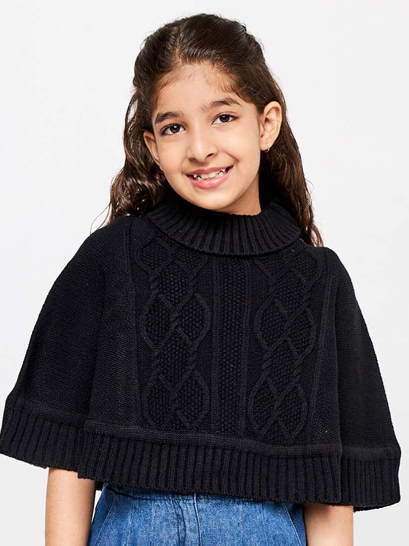 Buy Global Desi Girls Cable Knit Poncho Sweater Sweaters for Girls 24065182 Myntra