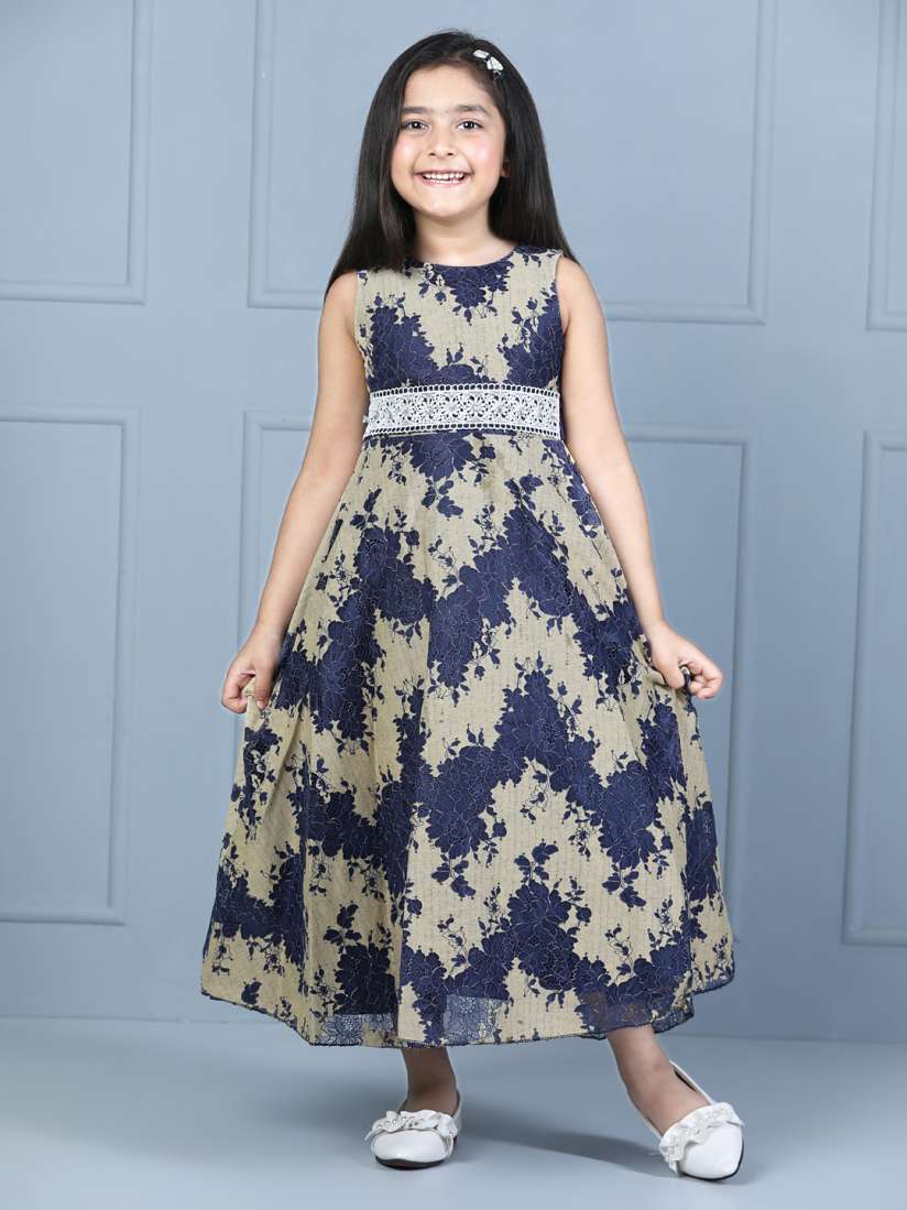 Buy WhiteHenz CLOTHING Girls Floral Printed Sleeveless Cotton Embellished Maxi Dress Dresses for Girls 24067204 Myntra