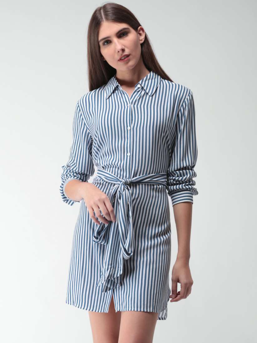 Buy FOREVER 21 Blue Striped Shirt Dress Dresses for Women 2406746 Myntra