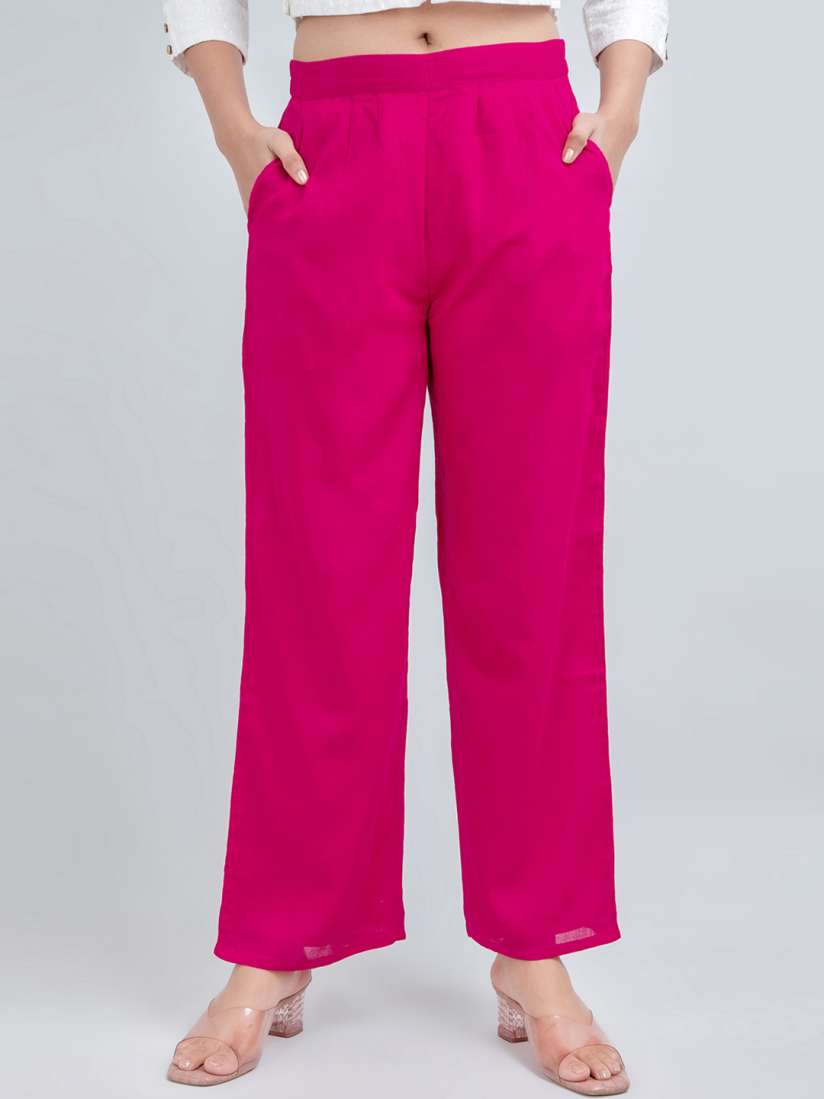 Buy SUTI Women Mid Rise Cotton Loose Fit Trousers Trousers for Women 24068308 Myntra