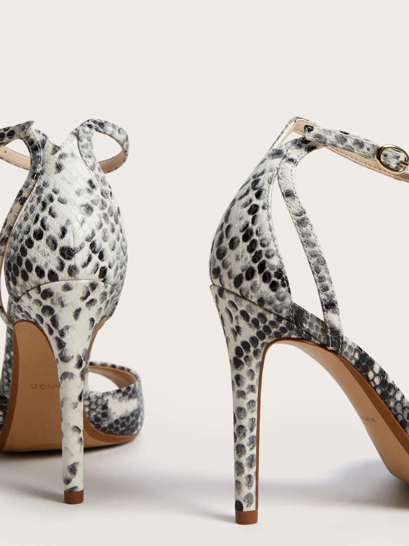 Buy MANGO Women White Grey Snakeskin Print Sandals Heels for Women 2407053 Myntra