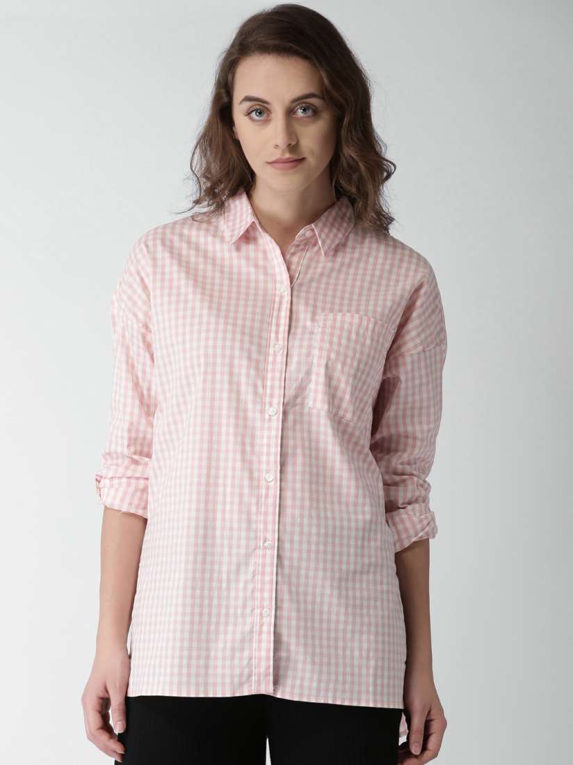 Buy FOREVER 21 Women Pink White Regular Fit Checked Casual Shirt Shirts for Women 2407846 Myntra