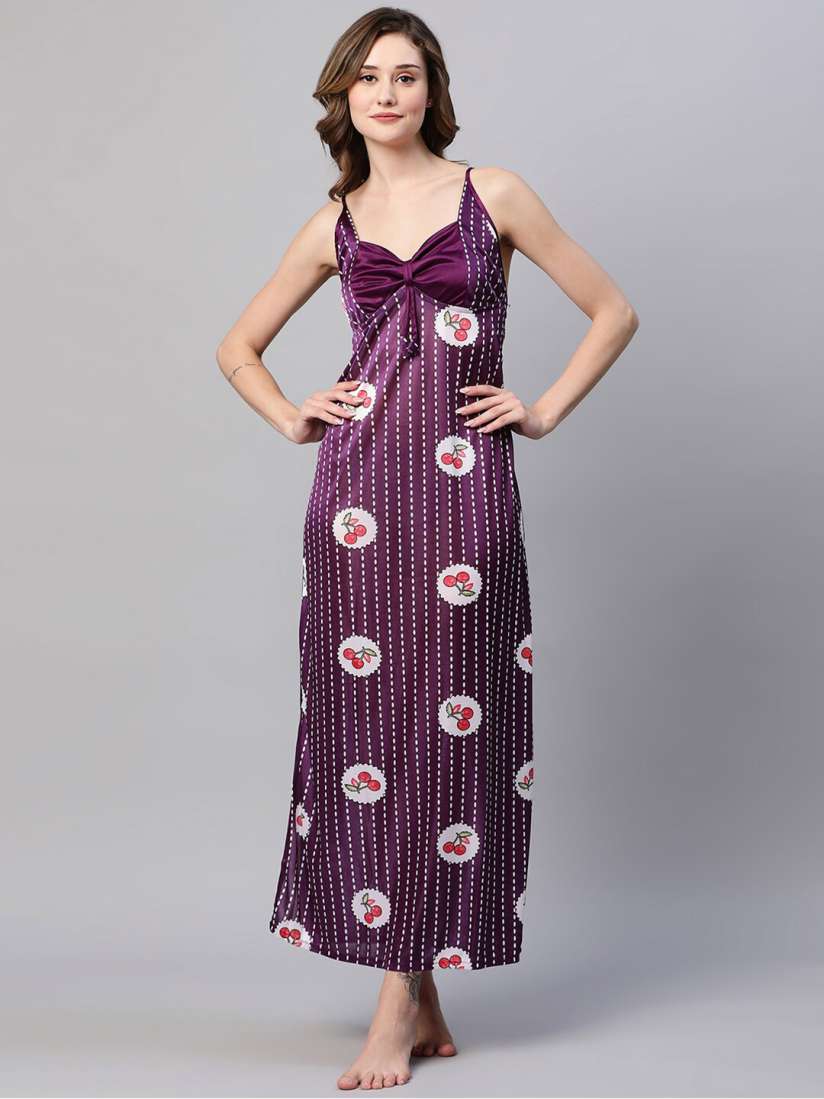 Buy AV2 Printed Satin Nighty With Robe Nightdress for Women 24080004 Myntra