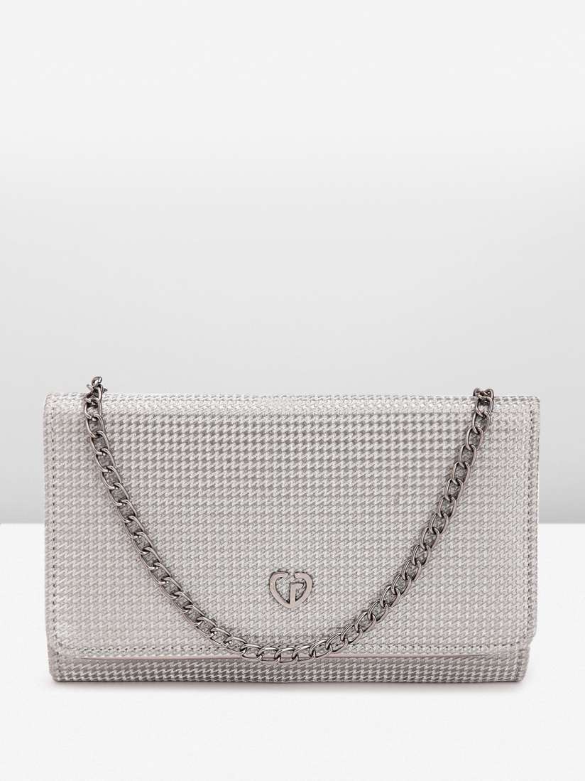 Buy Caprese Women Houndstooth Textured Shimmered Foldover Clutch With RFID Protection Clutches for Women 24083696 Myntra